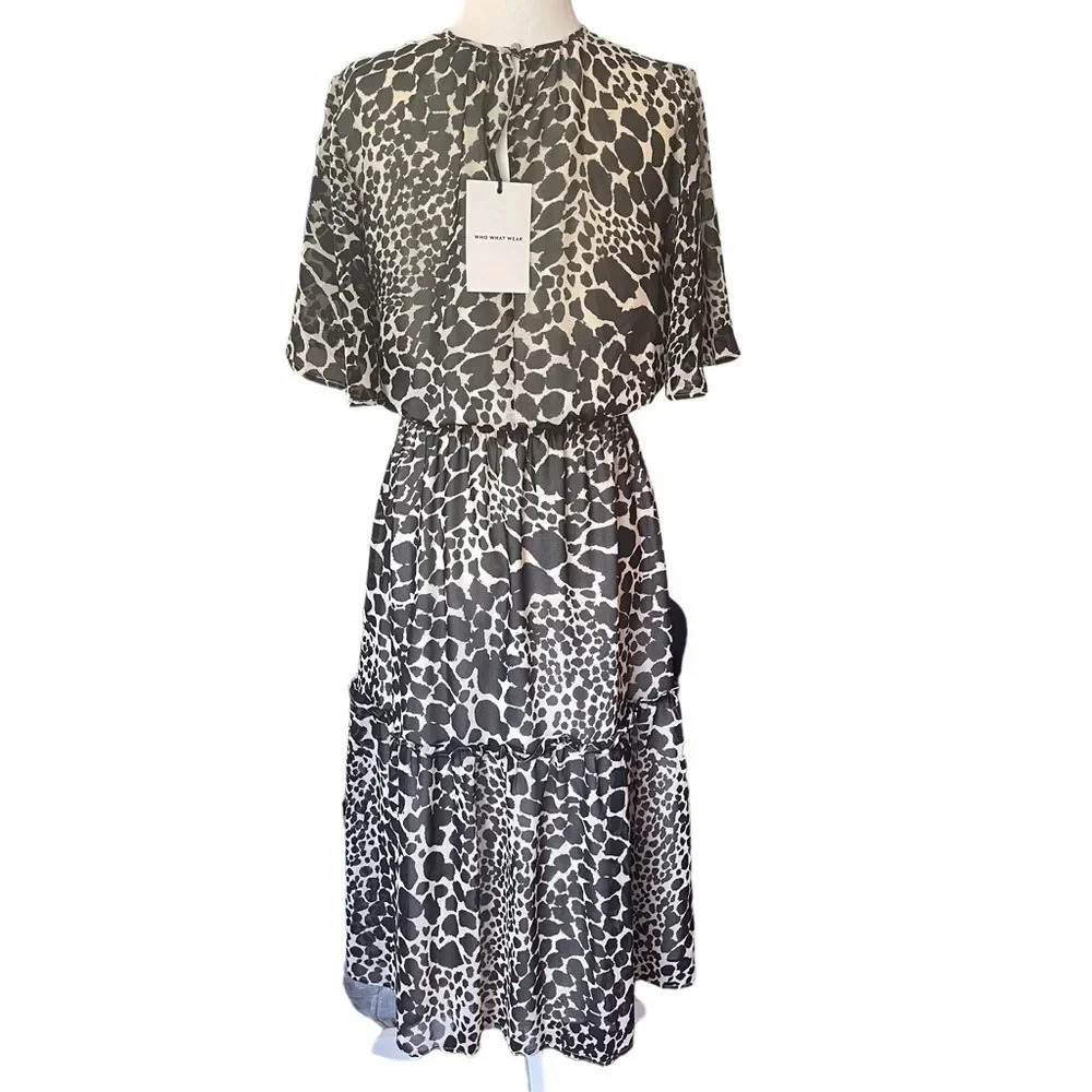 Who What Wear NWT animal print dress. Sz Small. Short sleeves, midi length. - Picture 2 of 5